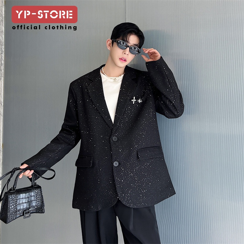 Áo Khoác blazer Họa Tiết Bầu Trời Sao Lấp Lánh Thời Trang Đường Phố Hàn Quốc Thiết Kế Mới Cao Cấp Phong Cách Đường Phố Cho Nam