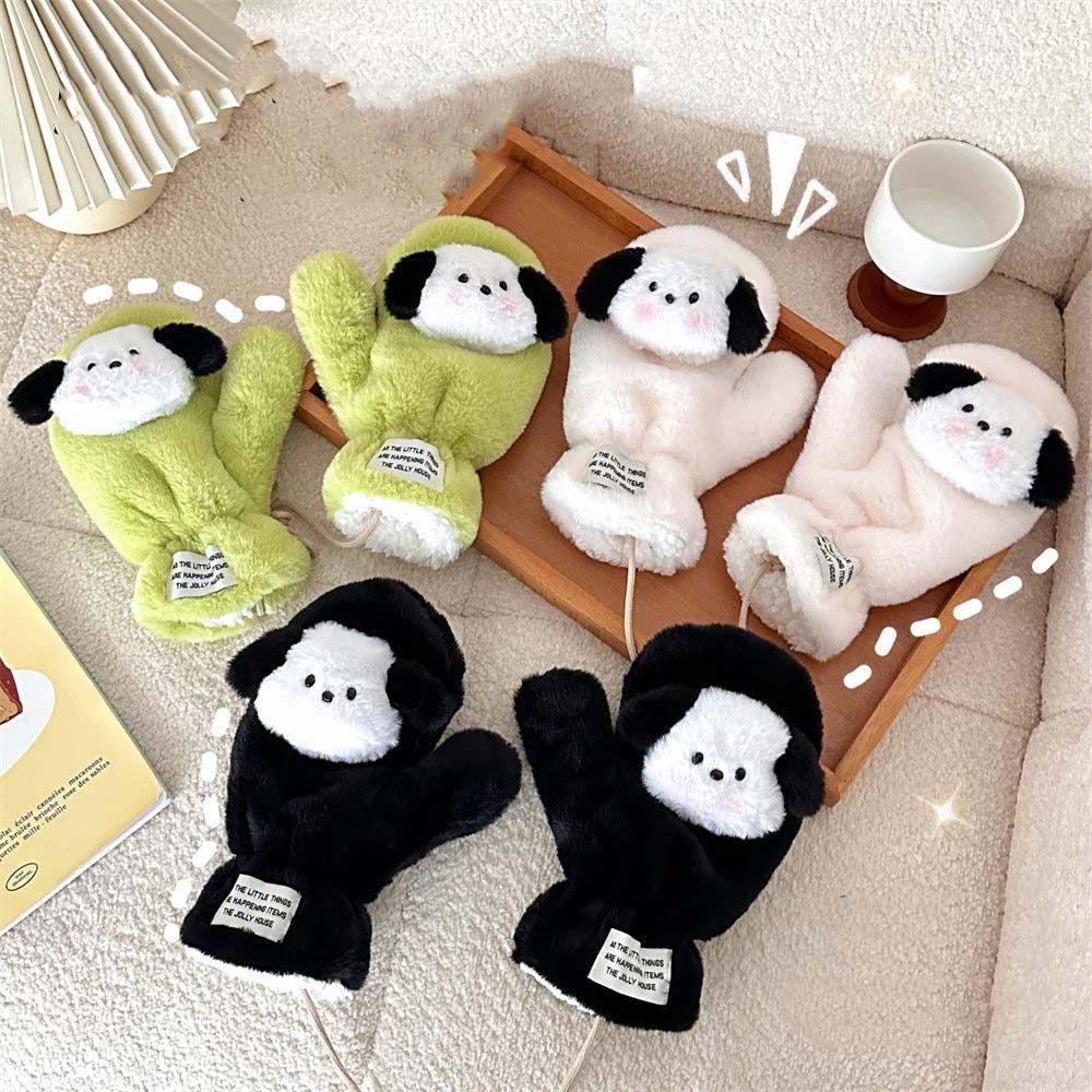 Avalentine Găng Tay Treo Cổ Bằng Vải Lông Cừu San Hô Dày Dặn Hình Thú Hoạt Hình Dễ Thương Giữ Ấm Mùa Thu Đông