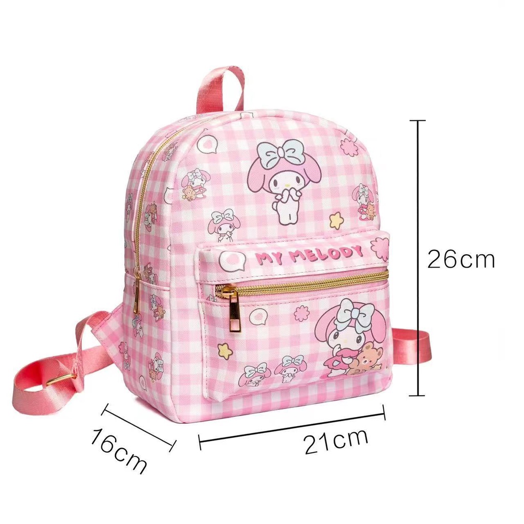 Ba Lô Đi Học mini Chống Thấm Nước In Họa Tiết Caro Dễ Thương Cho Bé Gái