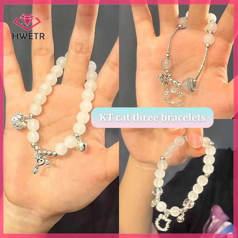 SANRIO Hwtr Vòng Tay Chuỗi Hạt Hợp Kim Hình hello kitty Thời Trang Ngọt Ngào Cho Nữ Mới