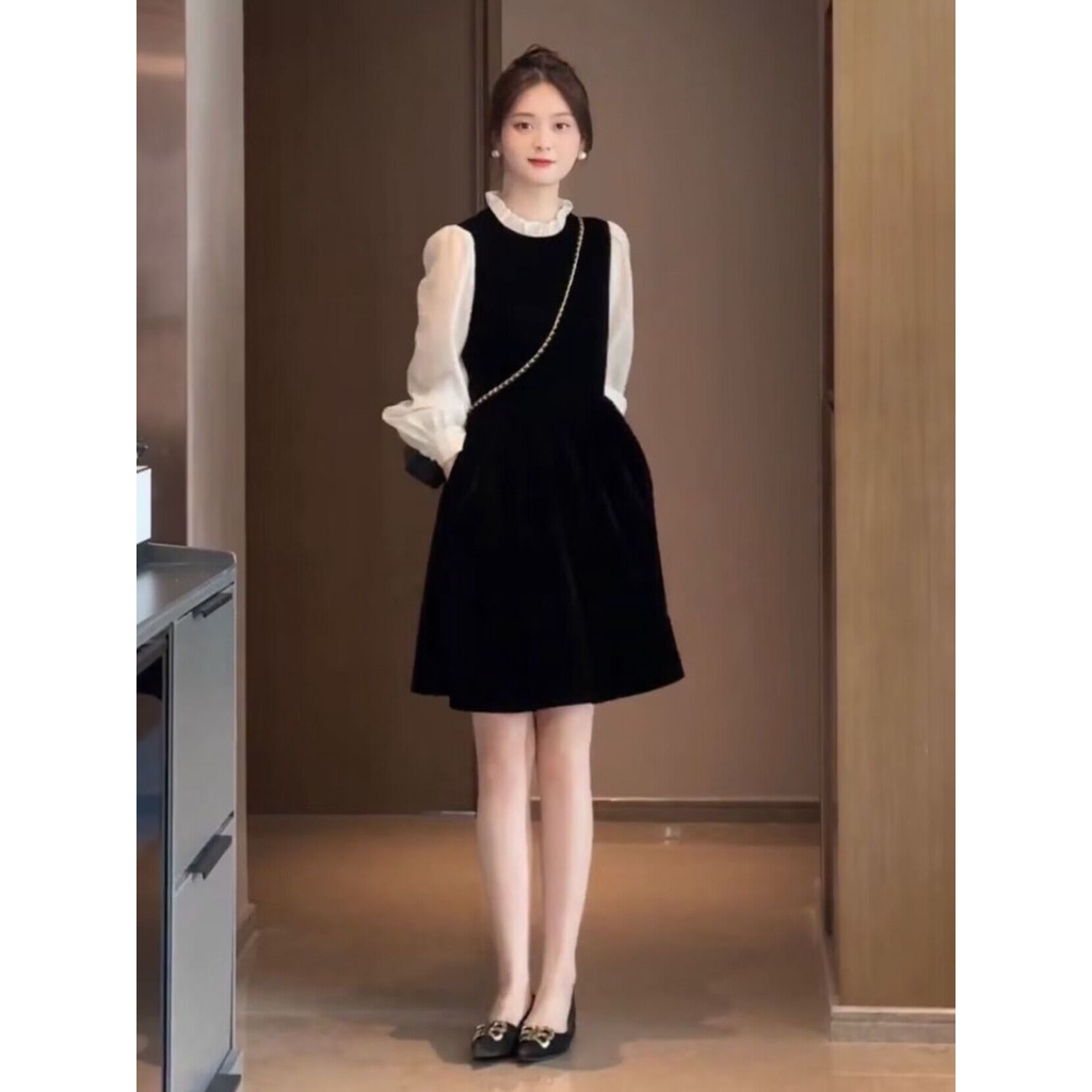 Đầm Nữ Tay Dài Giả Hai Lớp Phong Cách Thời Trang Mùa Thu 2023