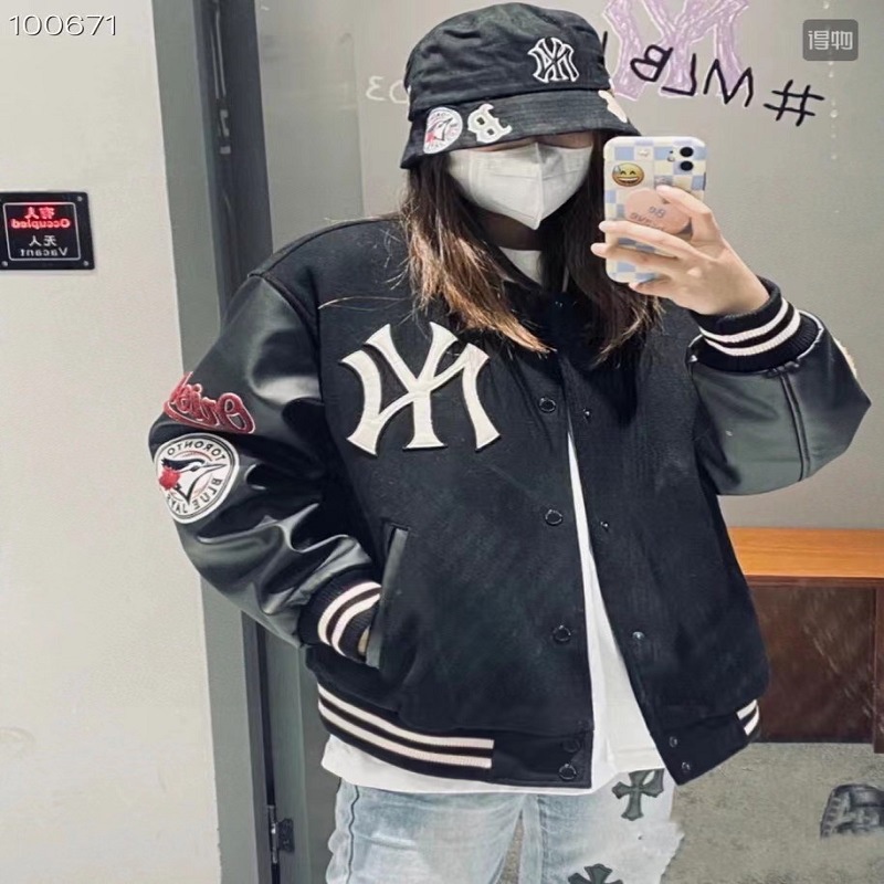 Mlbny Áo Khoác Bóng Chày cotton Dáng Rộng Thời Trang Cho Nam Nữ