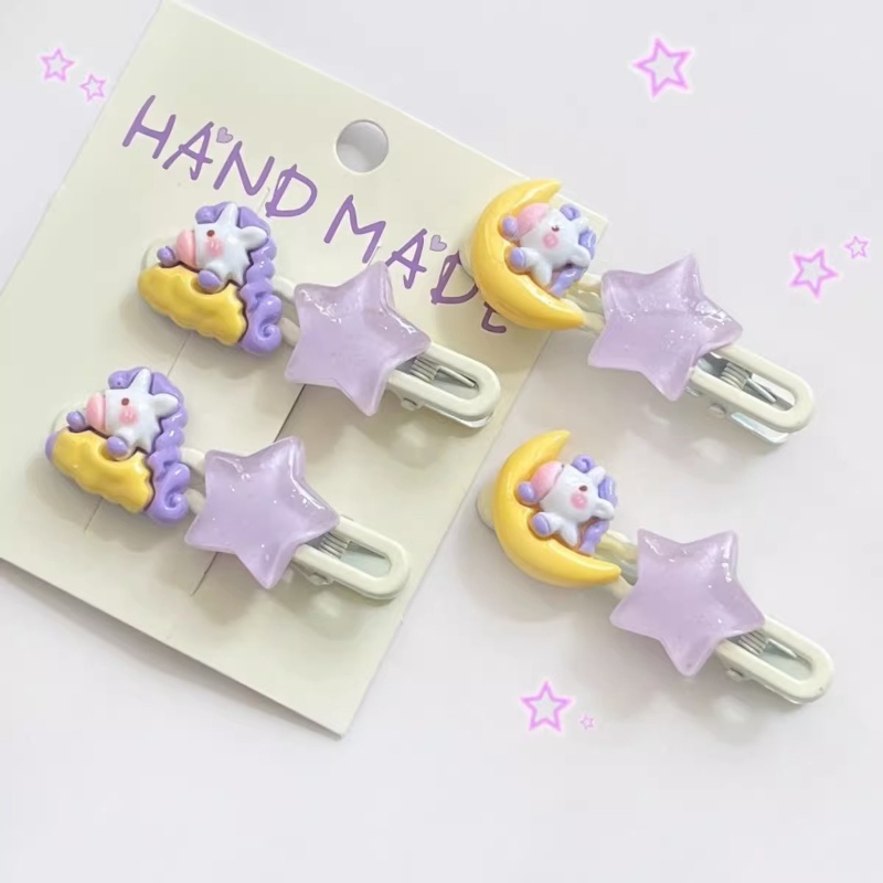 Dễ Thương Kẹp Tóc Hình Kỳ Lân / Ngôi Sao / Đám Mây Bằng acrylic / Kim Loại Thời Trang Cho Bé Gái