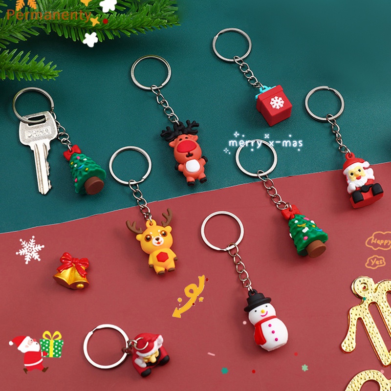 Móc Khóa Hình Ông Già Noel / Tuần Lộc Hoạt Hình 3d Bằng Silicon Dễ Thương