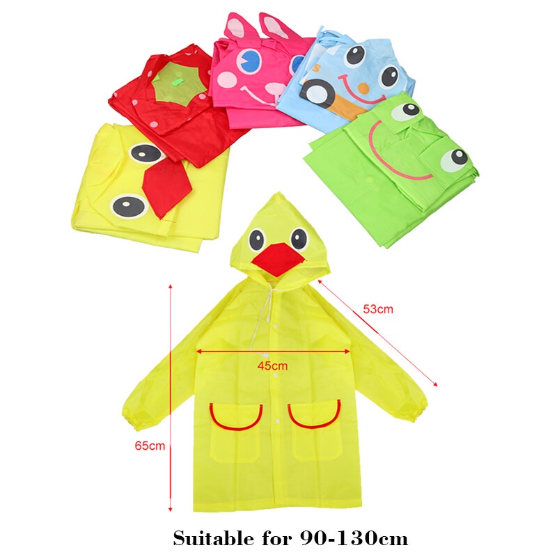 Áo Mưa Chống Thấm Nước In Họa Tiết Hoạt Hình Động Vật 5 Màu Xinh Xắn Cho Bé