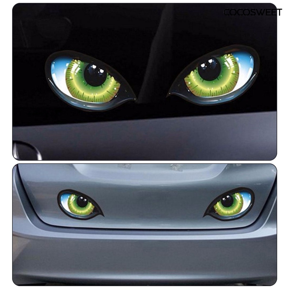 1 Cặp Miếng Dán Phản Quang Tự Dính Hình Đôi Mắt Trang Trí Gương Chiếu Hậu Xe Hơi