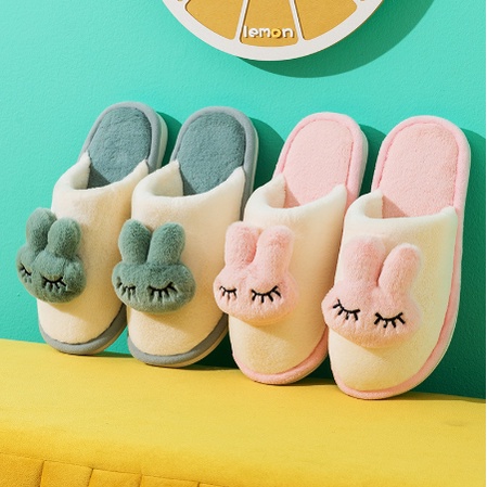 Dép Bông Hình Bé Thỏ Giữ Ấm Chân, Chống Trơn Trượt Dành Cho Nữ - Dép Lông Mang Trong Nhà Mềm Mại Mang Êm Chân