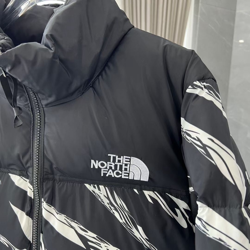 Áo Khoác cotton Kẻ Sọc Ngựa Vằn Trắng Đen Chính Hãng the north face Cobranded 100% Phong Cách Đường Phố Giữ Ấm Cho Nam Và Nữ
