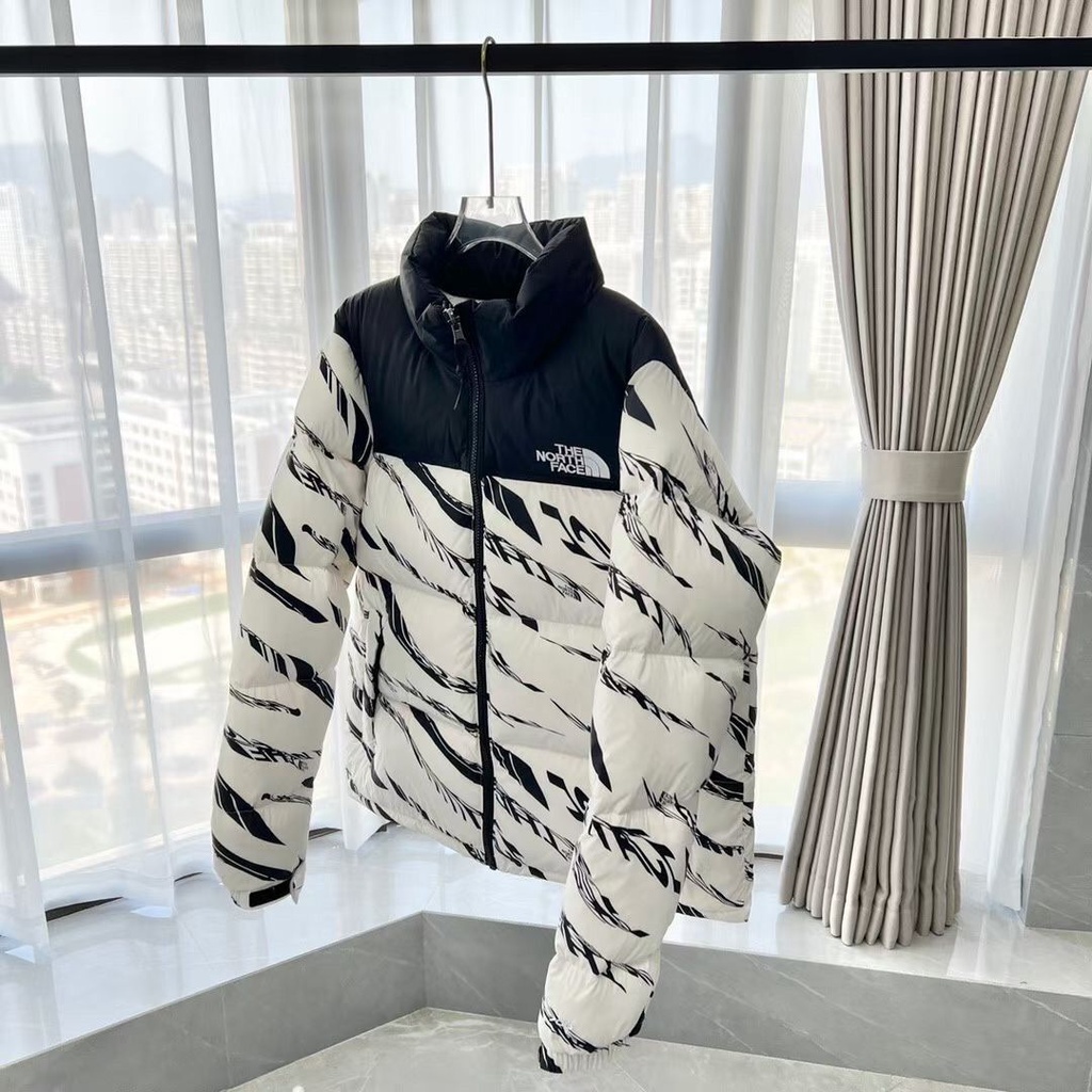 Áo Khoác cotton Kẻ Sọc Ngựa Vằn Trắng Đen Chính Hãng the north face Cobranded 100% Phong Cách Đường Phố Giữ Ấm Cho Nam Và Nữ