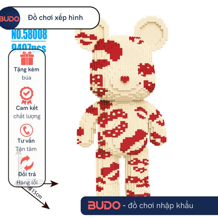 Xếp hình le.go Gấu Bearbrick gấu bạo lực nụ hôn nice 52cm 55cm jinx lắp ráp mô hình cỡ lớn nanoblocks nano 3d