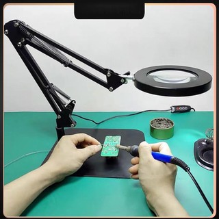 Kính lúp Đèn phóng đại Bàn kính lúp 10X LED có thể điều chỉnh bằng kẹp để bảo trì