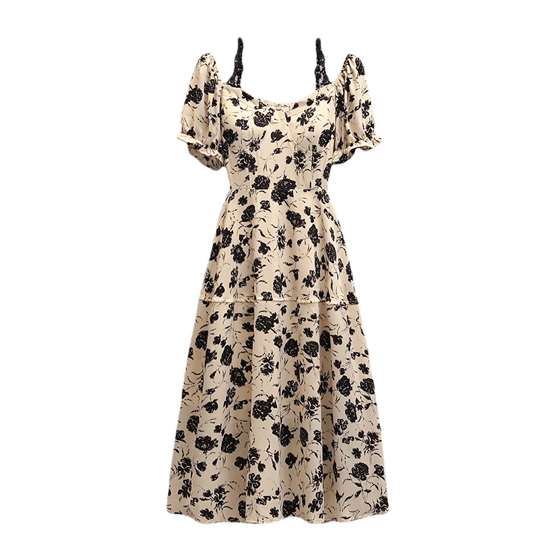 🌸Hàng Order🌸Váy Đầm Bigsize Hoạ Tiết Tay Bồng Dáng Xoè Bo Chun Lưng Trẻ Trung Sang Chảnh🌸Hàng Quảng Châu