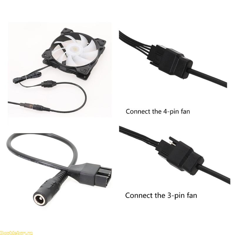 Bộ Chuyển Đổi Nguồn Điện 20cm dc5521 Sang 12v Quạt Máy Tính 4pin Cáp Đồng 24awg