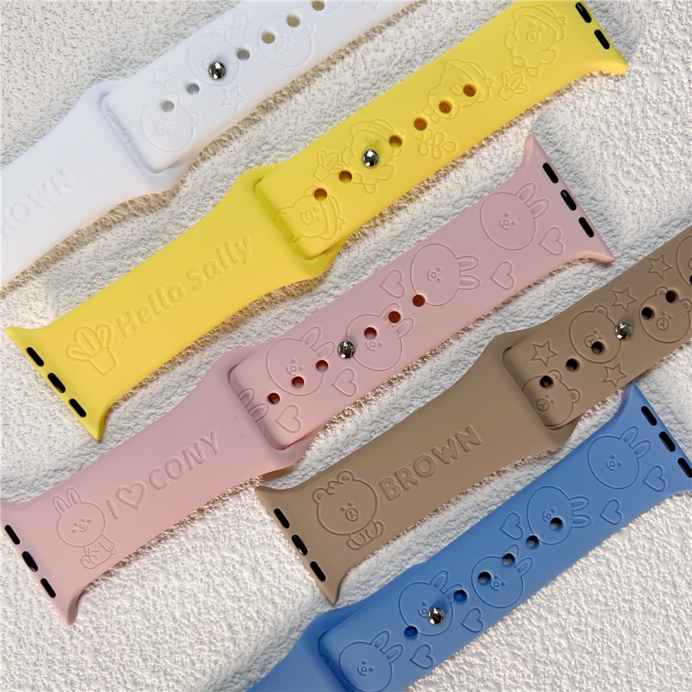 Hoạt Hình Dây Đeo Đồng Hồ 3d Hình Gấu brown / Thỏ cony Cho apple watch ultra 49mm s9 s8 series 7 se 6 5 4 3 2 1
