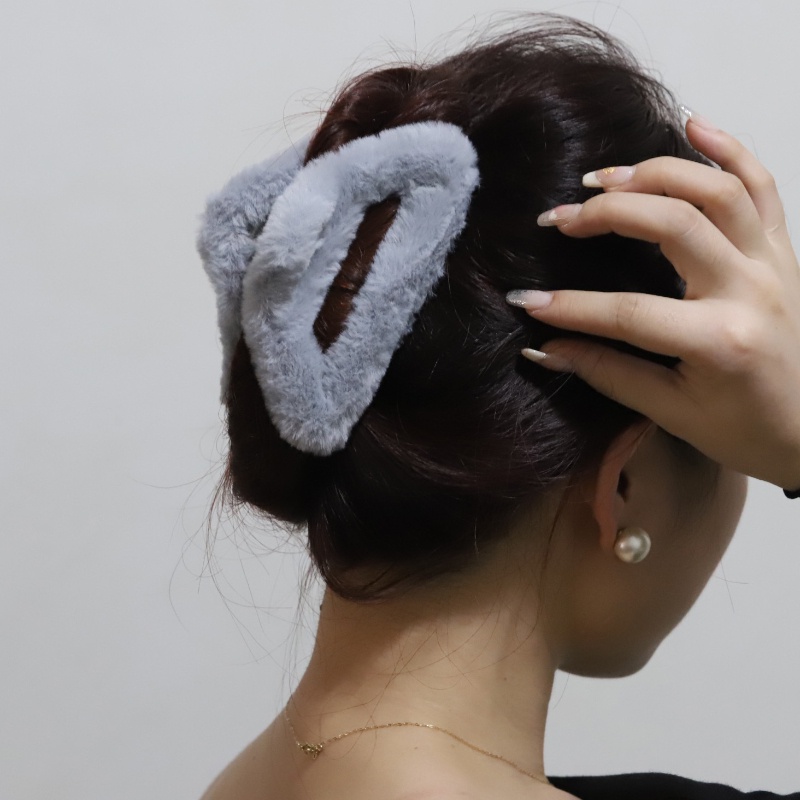Kẹp Tóc Lông Nhung 13cm Thời Trang Thu Đông Phong Cách Hàn Quốc Dành Cho Nữ