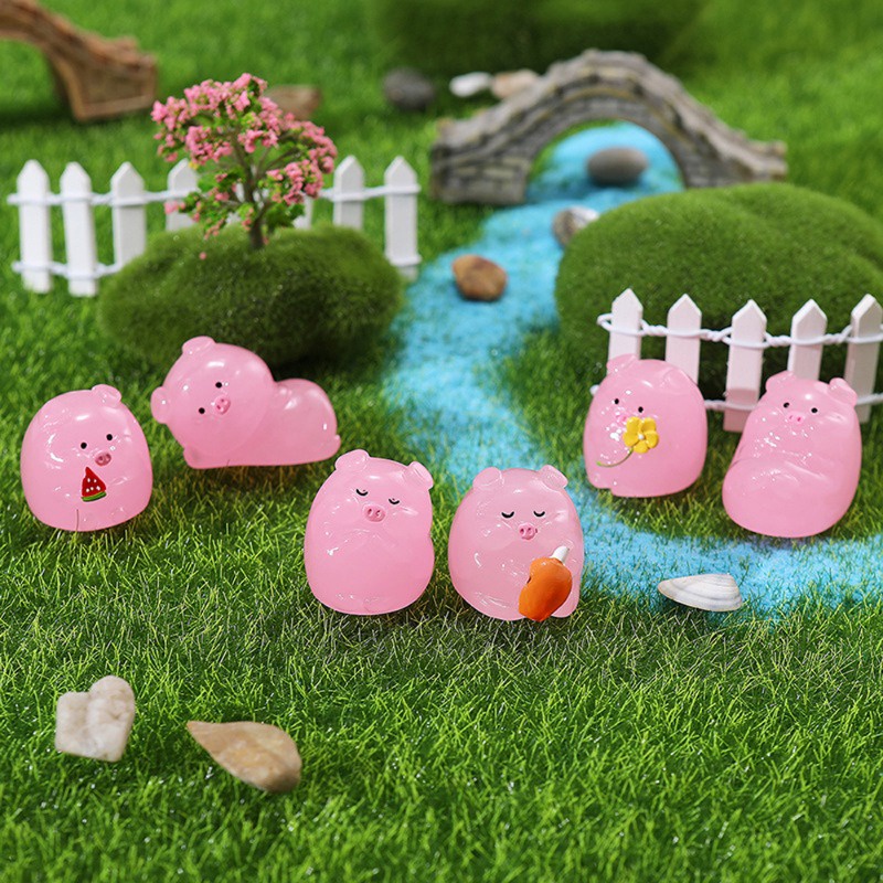 Đồ trang trí Heo Dạ Quang mini Bằng Nhựa resin Trang Trí Tiểu Cảnh Ban Đêm diy