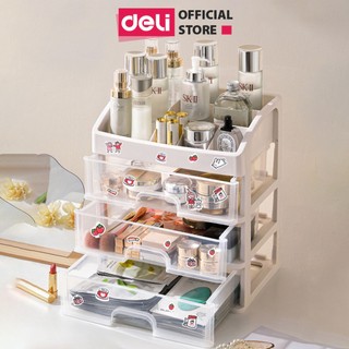  Kệ đựng mỹ phẩm nhựa nhiều tầng để bàn trong suốt Deli kệ đưng đồ trang điểm hộp lưu trữ văn phòng phẩm 