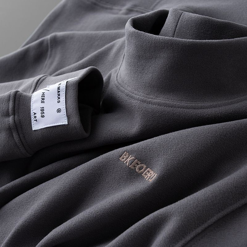 Áo Thun Tay Dài Cổ Lọ Ôm Dáng Thêu Chữ Thời Trang Mùa Thu Ấm Áp Cho Nam