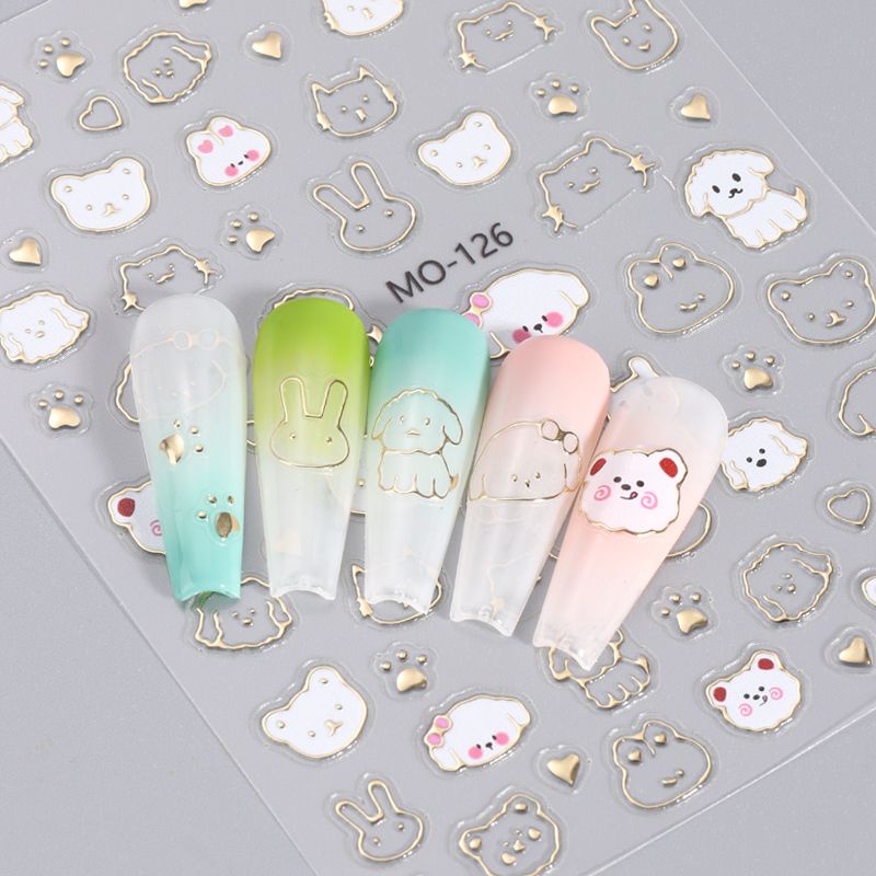 Miếng Dán Trang Trí Móng Tay Bằng Kim Loại Họa Tiết Trái Tim Sang Trọng