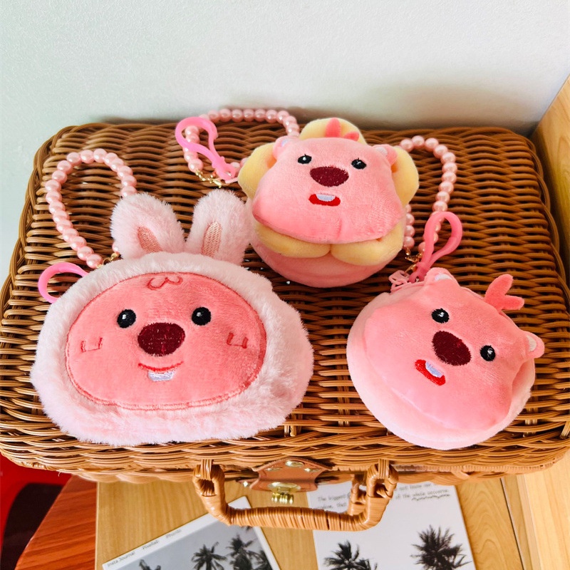 Túi Đựng Tiền Xu / Tai Nghe mini Hình Búp Bê Thỏ Hoạt Hình Màu Hồng Dễ Thương