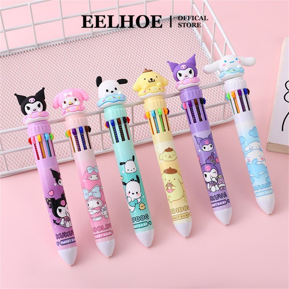 EELHOE Sanrio Bút Bi Mười Màu Học Sinh Cao Cấp Gấu Dâu Nhiều Màu Dễ Thương Bút Tài Khoản Báo Chí Giải Văn Phòng Phẩm Bút Bi Mười Màu miiki_vn