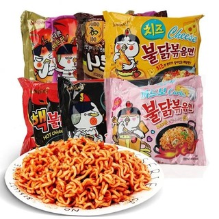 Lốc 5 gói mì khô gà cay samyang 140g, mì samyang phô mai cay, mì khô gà kem carbonara