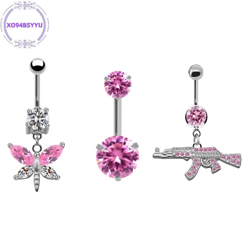 Xo94bsyu Khuyên Rốn Bằng Thép Không Gỉ Hình Trái Tim Bướm Hồng Thời Trang Cho Nữ vn