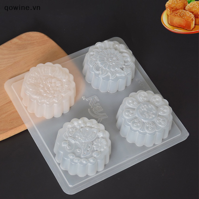 Qowine Khuôn Làm Bánh Trung Thu / Sô Cô La / Bánh Trung Thu 4 Ngăn diy Sáng Tạo vn
