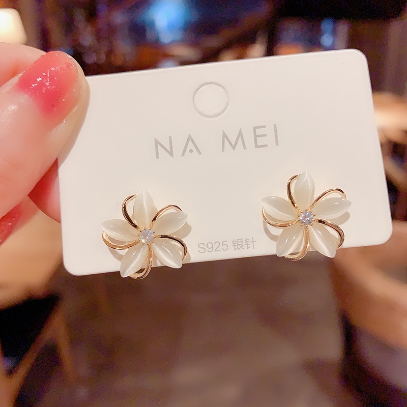 Bông Tai Mạ Bạc 925 Dáng Dài Đính Đá opal Phong Cách Hàn Quốc Thời Trang Cao Cấp