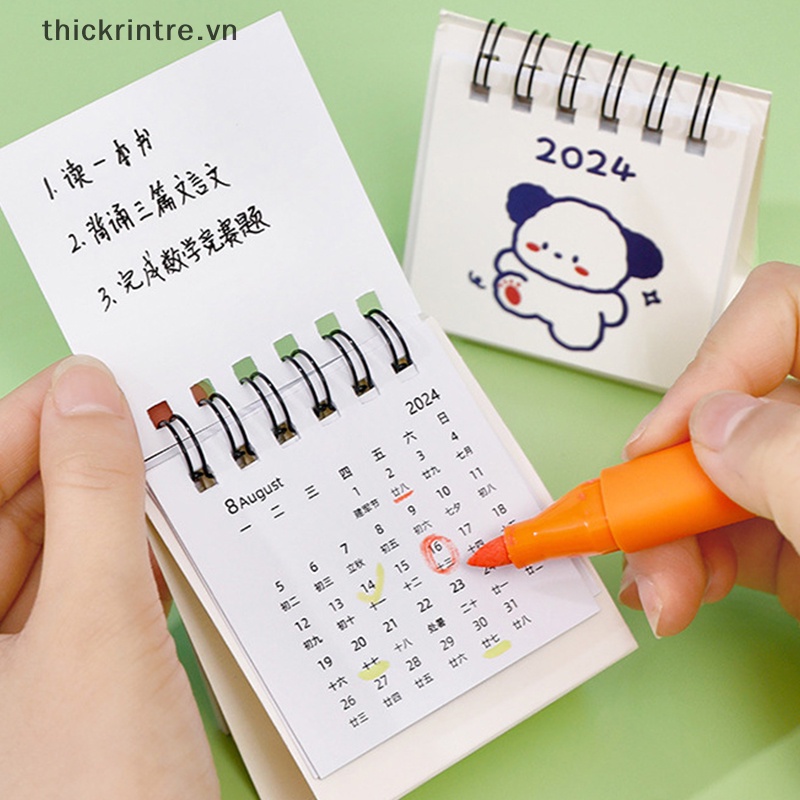 Lịch Để Bàn Th 2024 mini In Họa Tiết Hoạt Hình Dễ Thương Dùng Trang Trí Văn Phòng / Học Sinh
