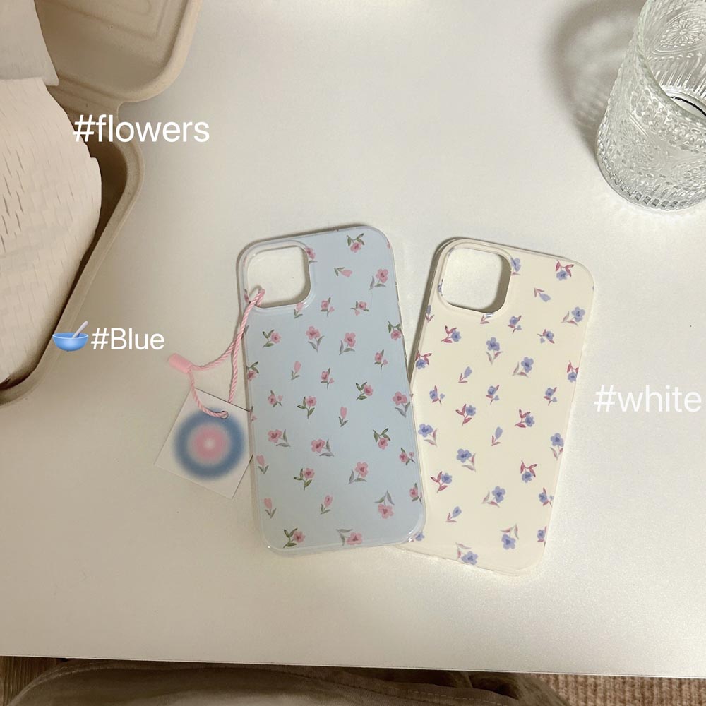 Ốp Điện Thoại Cứng Họa Tiết Hoa Xanh Trắng Cho iphone 11 12 12pro 12promax 13 13pro 13promax 14 14pro 14promax