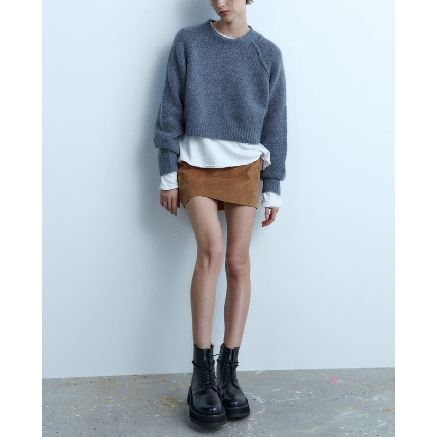 Zara Áo sweater Cổ Tròn Dáng Rộng Thời Trang Thu Đông Cho Nữ 9598187