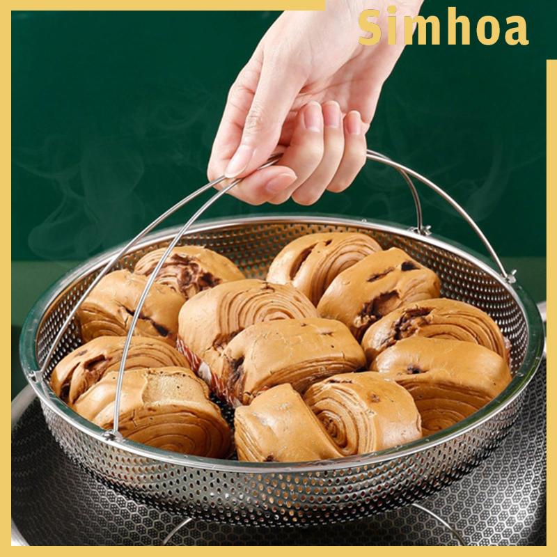 Rổ Hấp Đa Năng Hình Tròn Bằng Thép Không Gỉ Tiện Dụng