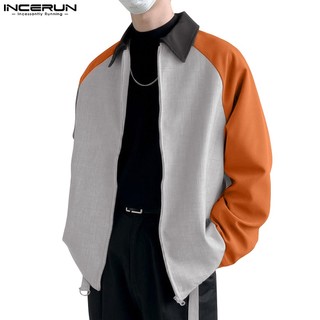 Incerun Áo Khoác Nam raglan Tay Áo Giản Dị