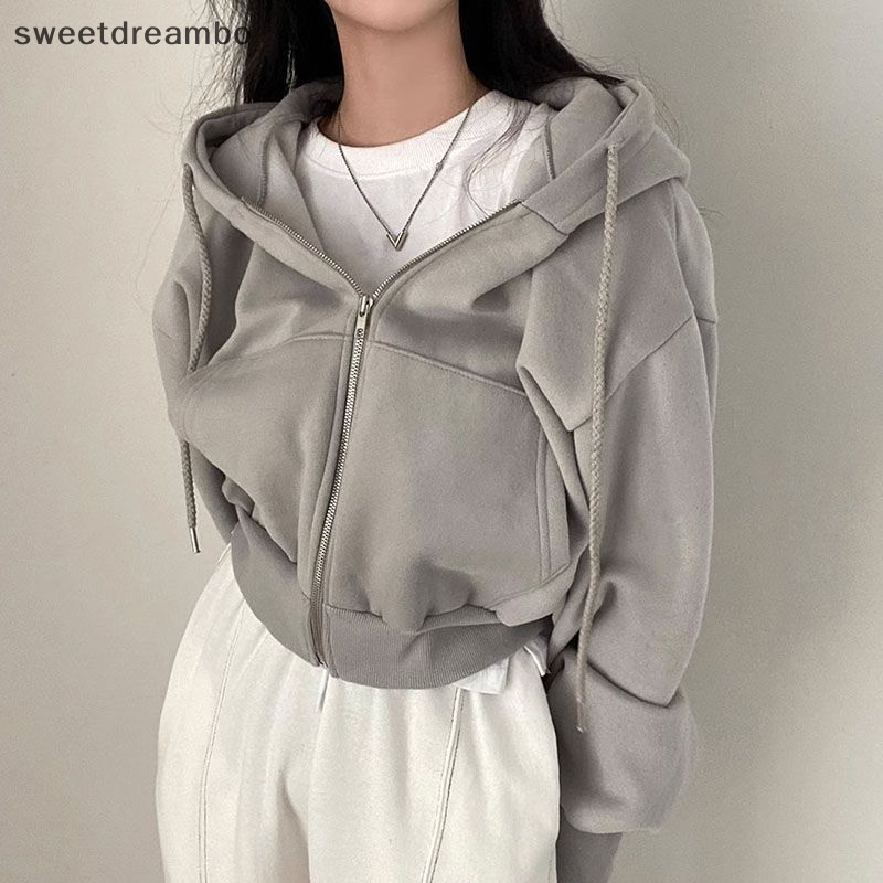 Áo khoác Nỉ Crotop Hàn dáng rộng siêu xinh , Áo Sweater Nỉ Dài Tay