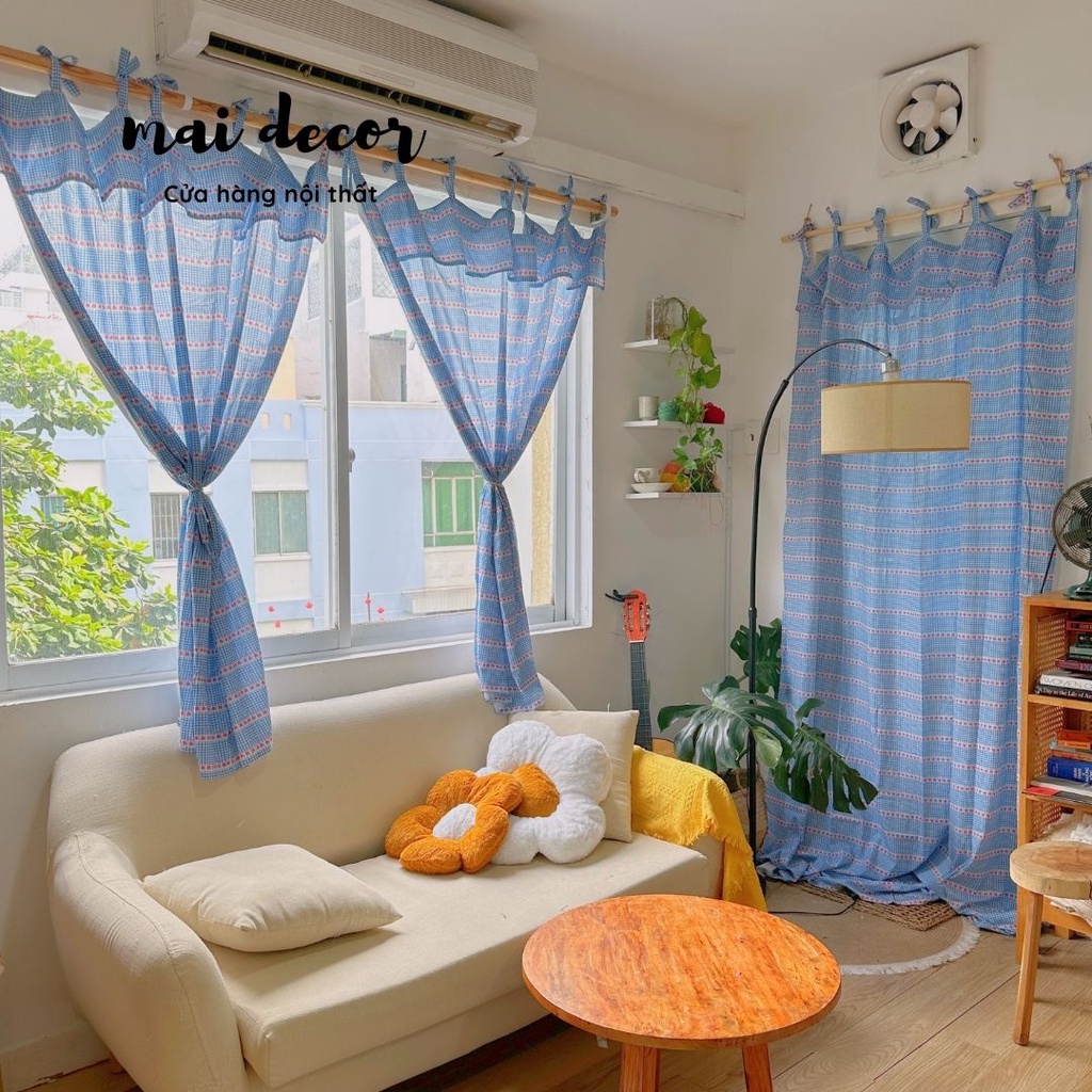 Rèm Sọc Caro Đủ Màu Họa Tiết Vintage Cửa Sổ, Rèm Cửa Ra Vào Phong Cách Đà Lạt Mộng Mơ, Nước Pháp Nên Thơ