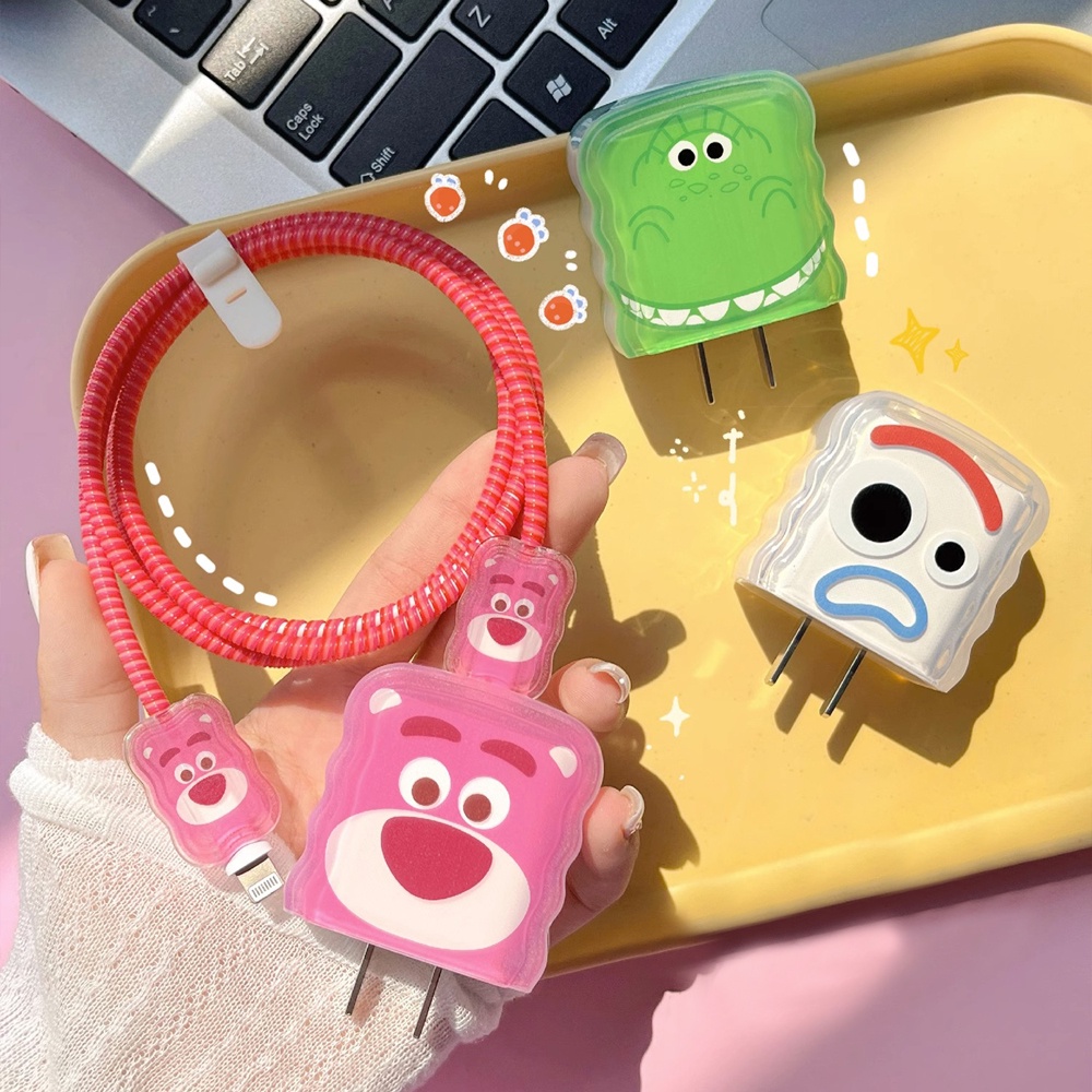 Dễ Thương Vỏ Bảo Vệ Hộp Sạc Nhanh Bằng Silicon Họa Tiết Hoạt Hình Gấu Dâu Tây Đáng Yêu Cho iphone 11 12 13 14 18w-20w