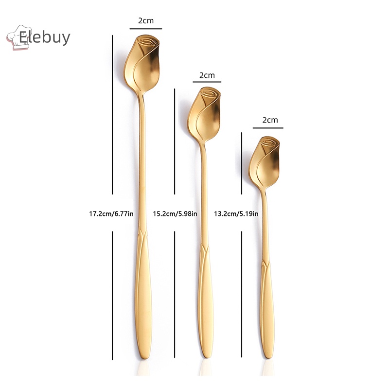 Muỗng Cà Phê Bằng Thép Không Gỉ Hình Hoa Hồng Dễ Thương