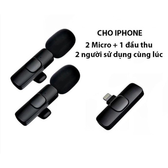 Micro không dây K9  dùng thu âm quay video và livestream cho điện thoại