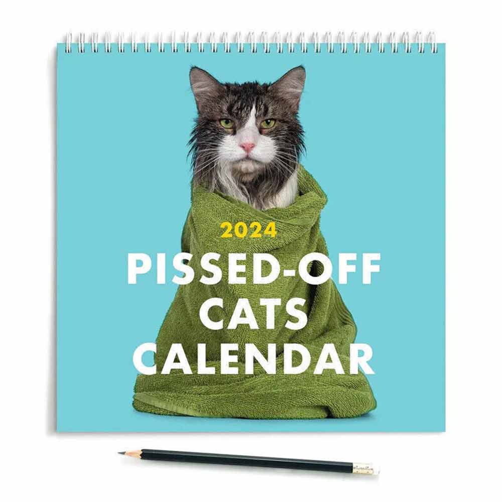 2024 Pissed- Cats Calendar, Wall Decor Time Planning Wall Calendar, Christmas Present Year's Gifts Paper Hanging Calendar Desk