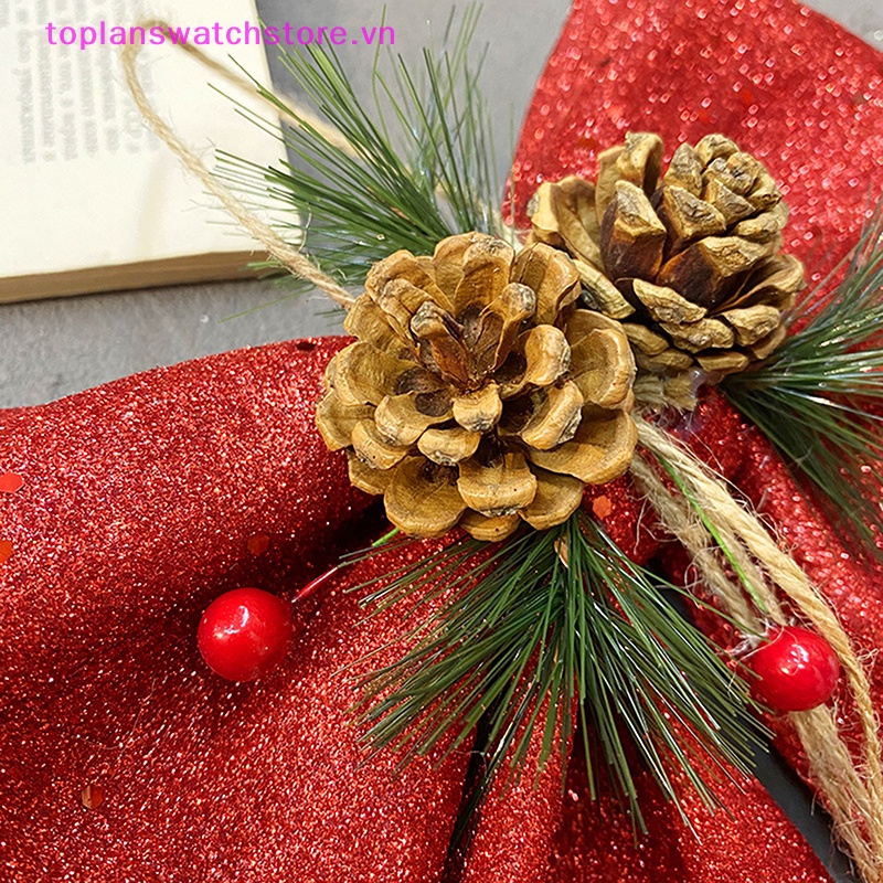 Toplanswatchstore Nơ Ruy Băng Hình Nón Lớn Màu Vàng Đỏ Lấp Lánh Trang Trí Cây Thông Noel vn