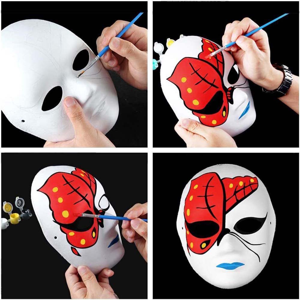 10PC DIY White Plain Paper Full Face Mask Opera Masquerade Children Painting Jabbawockeez Masks