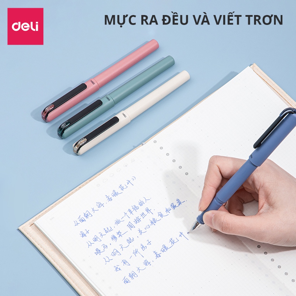 Bút Máy Học Sinh Cao Cấp Deli - Cố Định Cách Cầm Nắm Bút Mực Thay Ống Tiểu Học