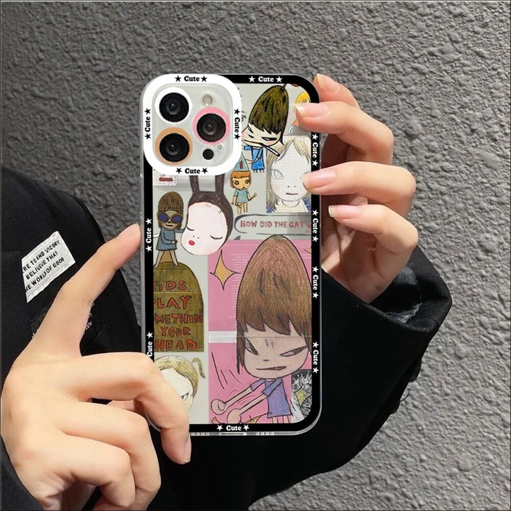 Ốp lưng iphone cạnh vuông Aesthetic Yoshitomo Nara 8plus/x/xs/11/12/pro/max/plus/promax