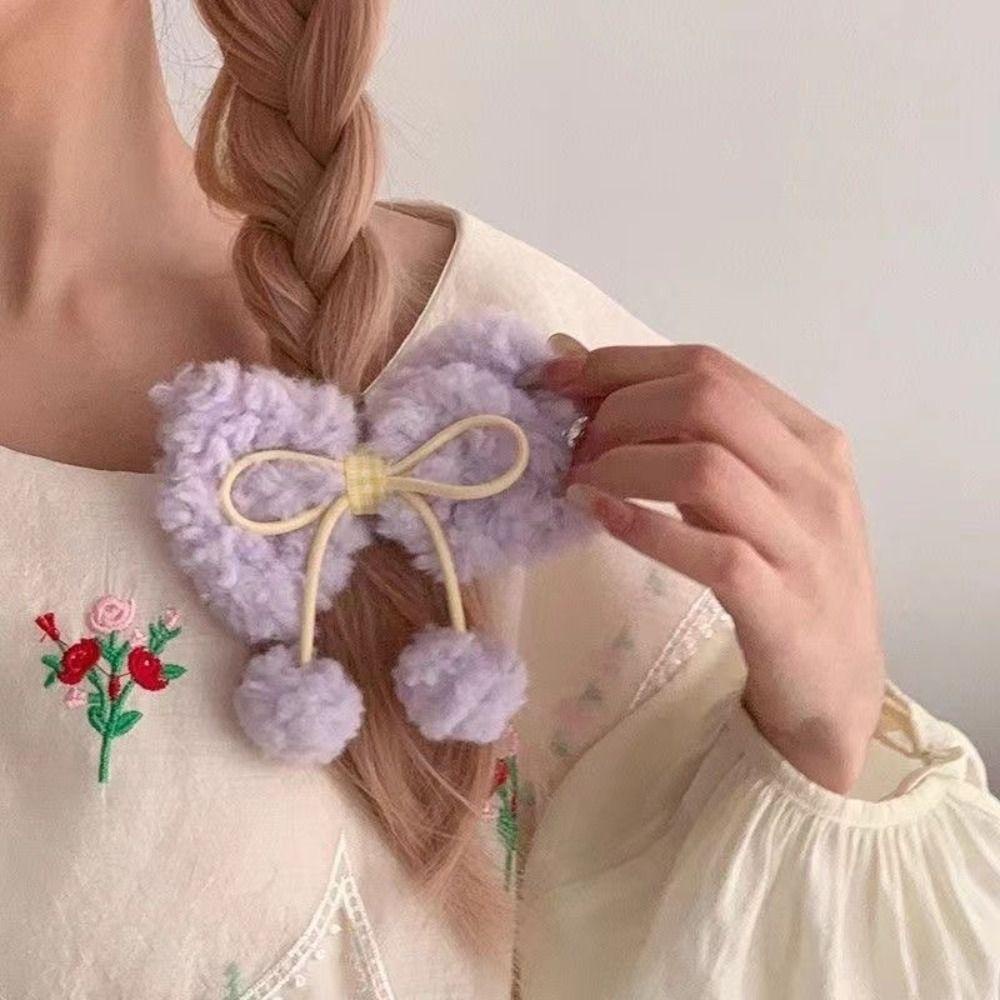 Shanlin Kẹp Tóc Hình Nơ Bằng Lông Nhung Phong Cách Hàn Quốc / Nhật Bản