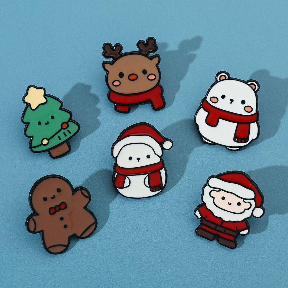 Ghim Cài Áo Họa Tiết Giáng Sinh / Tuần Lộc / Ông Già Noel Hoạt Hình Dễ Thương