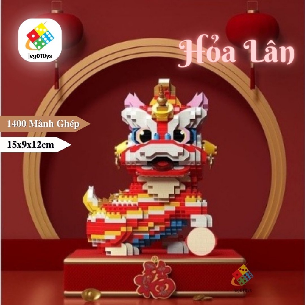 LEGO Lân Nhảy Múa - Bộ Đồ Chơi Lắp Ráp Sư Tử Kì Lân Nhảy Múa  Tặng Ô Tô