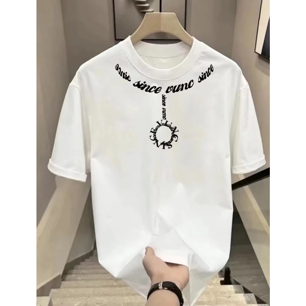 Áo Thun Tay Ngắn Cổ Tròn Dáng Ôm Phong Cách Đường Phố Thời Trang Mùa Hè Cho Nam