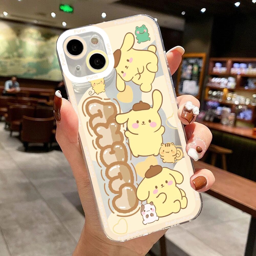 Ốp lưng iphone cạnh vuông Cartoon Pompompurin Kuromi 8plus/x/xs/11/12/pro/max/plus/promax