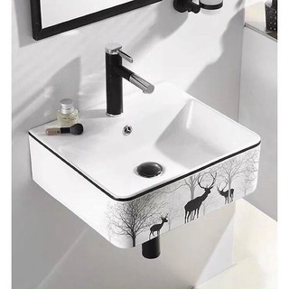 Lavabo treo tường, chậu rửa mặt hưu đen treo gắn tường , size 41x41cm đặt bàn hoặc treo tường.